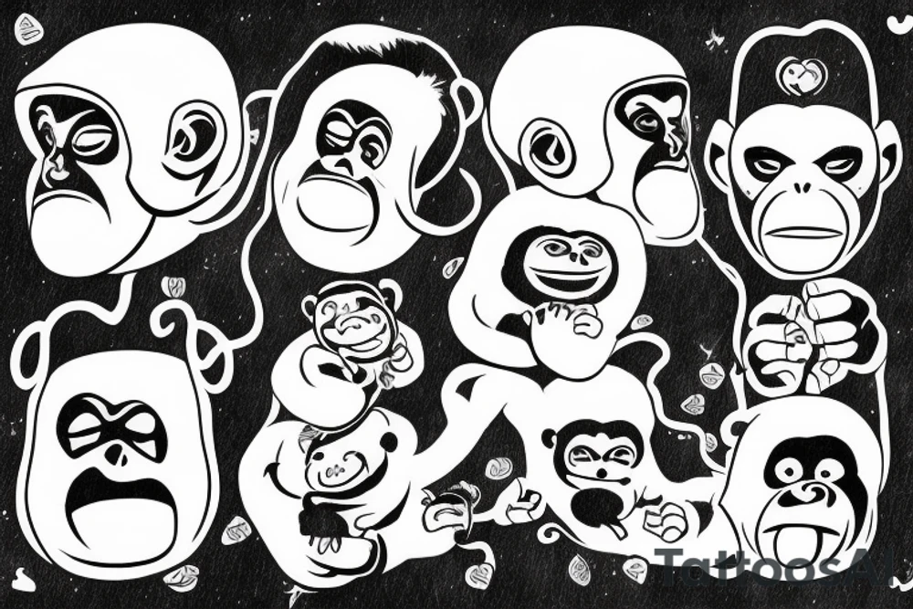 Monkey dressed as a monnk being abducted by an ovni tattoo idea