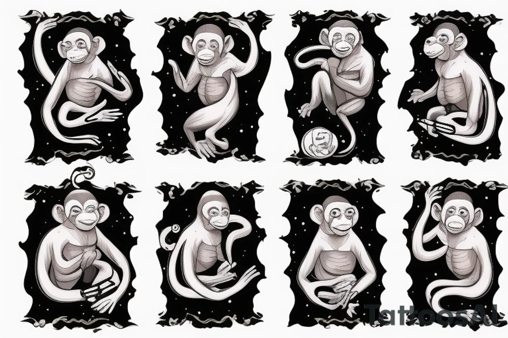 Monkey dressed as a monk being abducted by an ovni tattoo idea
