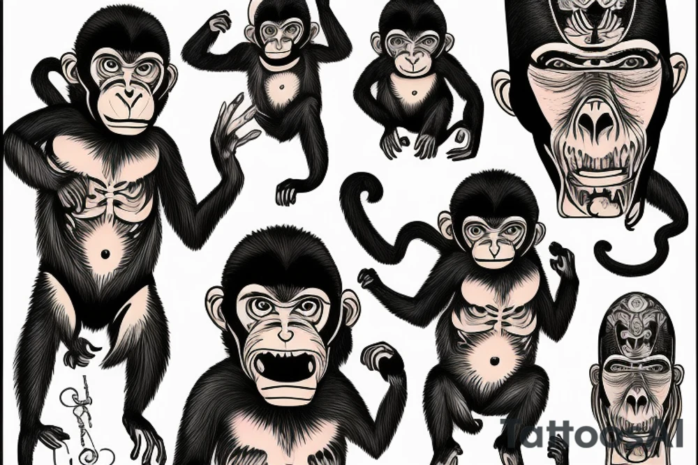 Monkey dressed as a monk being abducted by an ovni tattoo idea