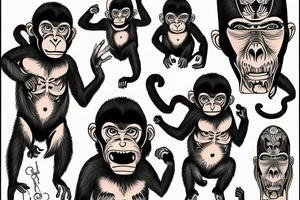 Monkey dressed as a monk being abducted by an ovni tattoo idea