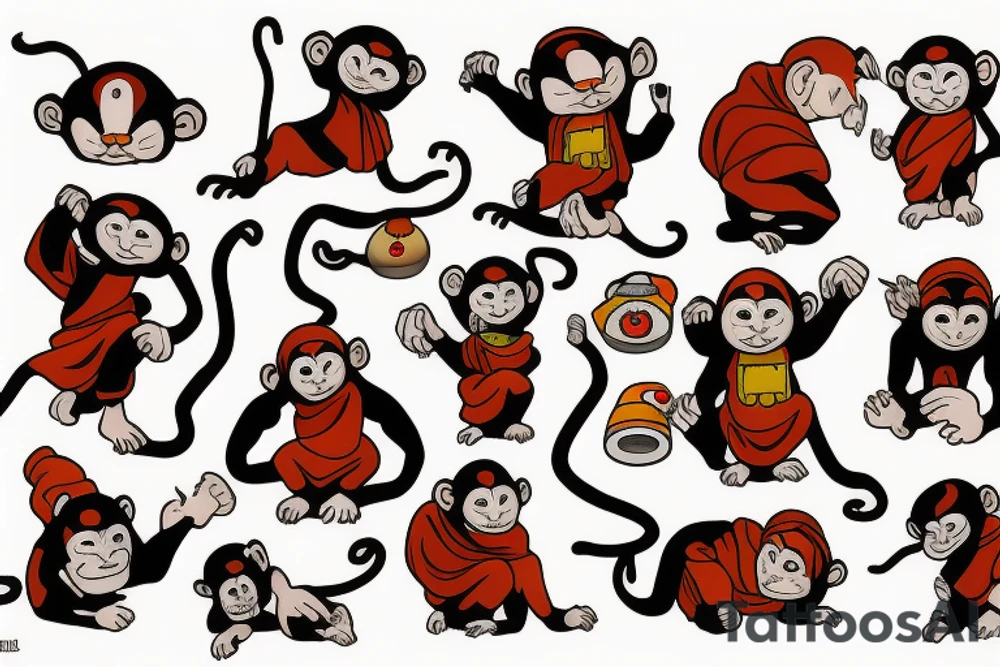 Monkey dressed up as a monk tattoo idea