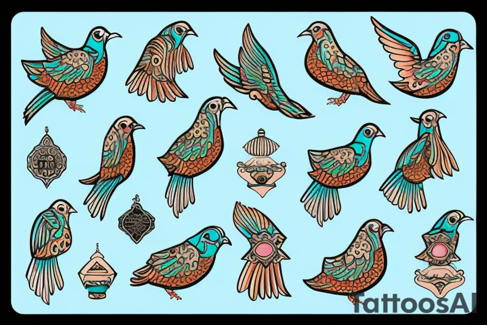 turquoise dove in marrakesh shorts tattoo idea