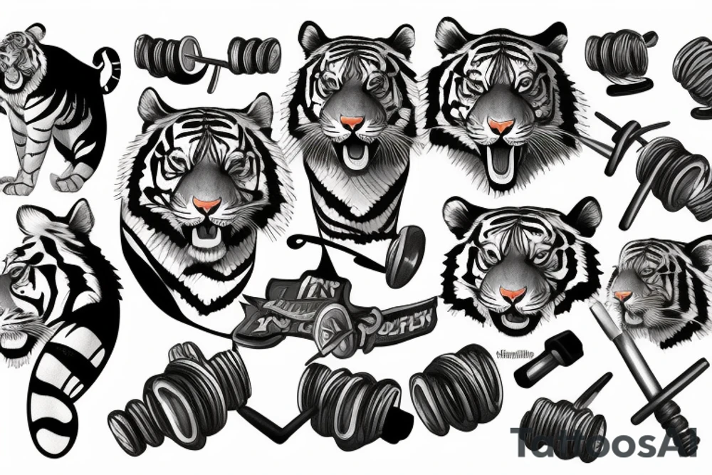 Tiger with barbell tattoo idea