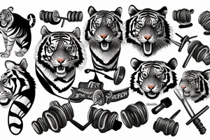 Tiger with barbell tattoo idea