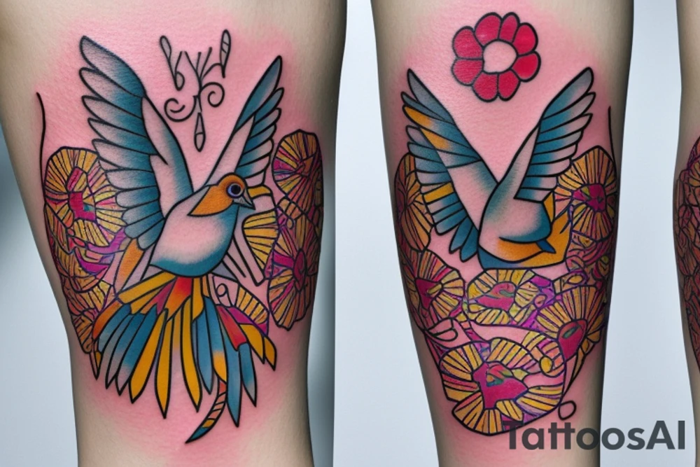 Muscular dove in marrakesh hat tattoo idea