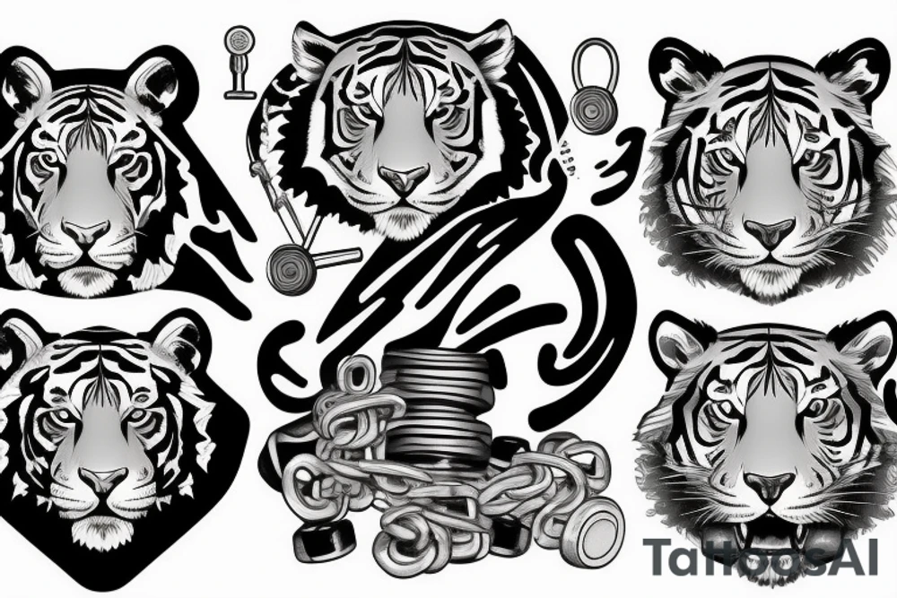 Tiger with weights tattoo idea