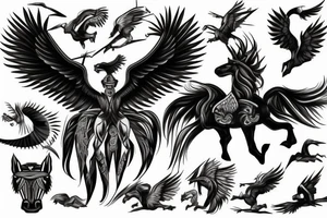 pegasus with a warrior man on top tattoo idea