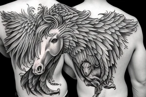 pegasus with a warrior man on top tattoo idea