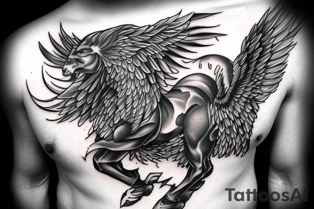 pegasus with a warrior man on top tattoo idea