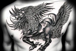 pegasus with a warrior man on top tattoo idea