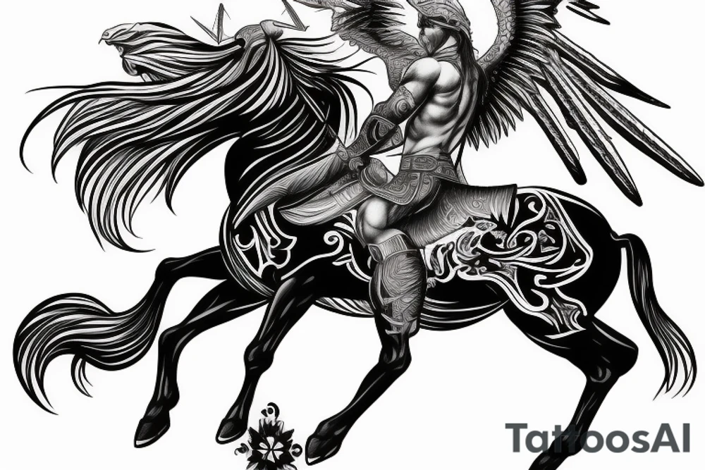pegasus with a warrior riding him tattoo idea