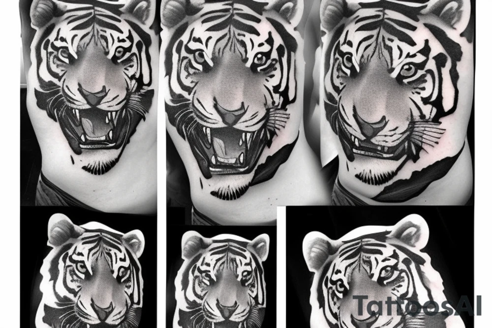 Tiger with clouds tattoo idea