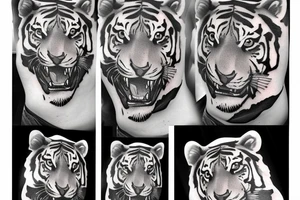 Tiger with clouds tattoo idea