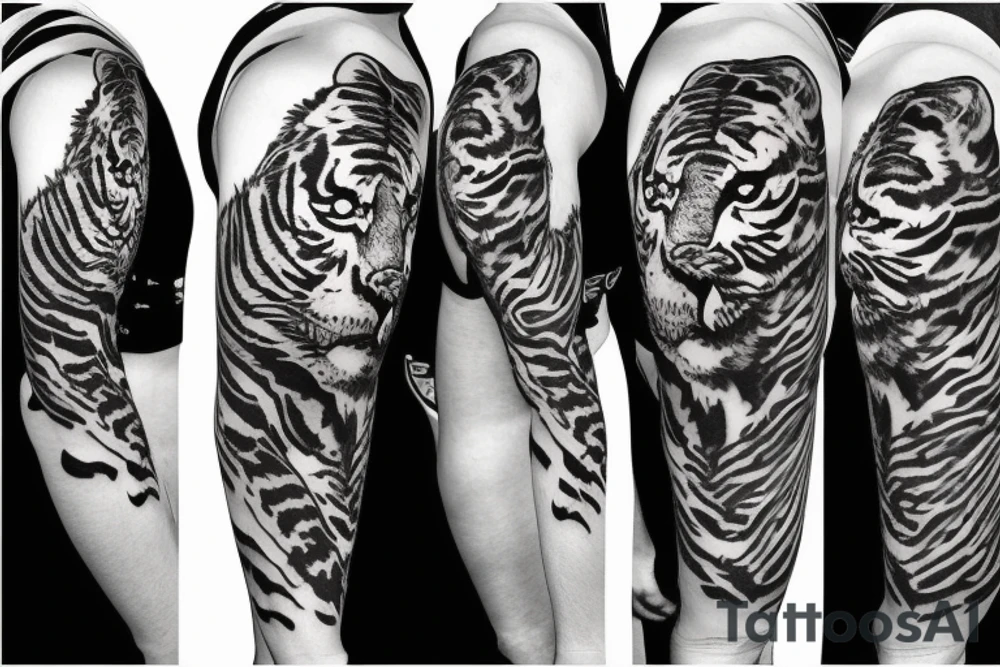 Tiger with clouds in the background tattoo idea