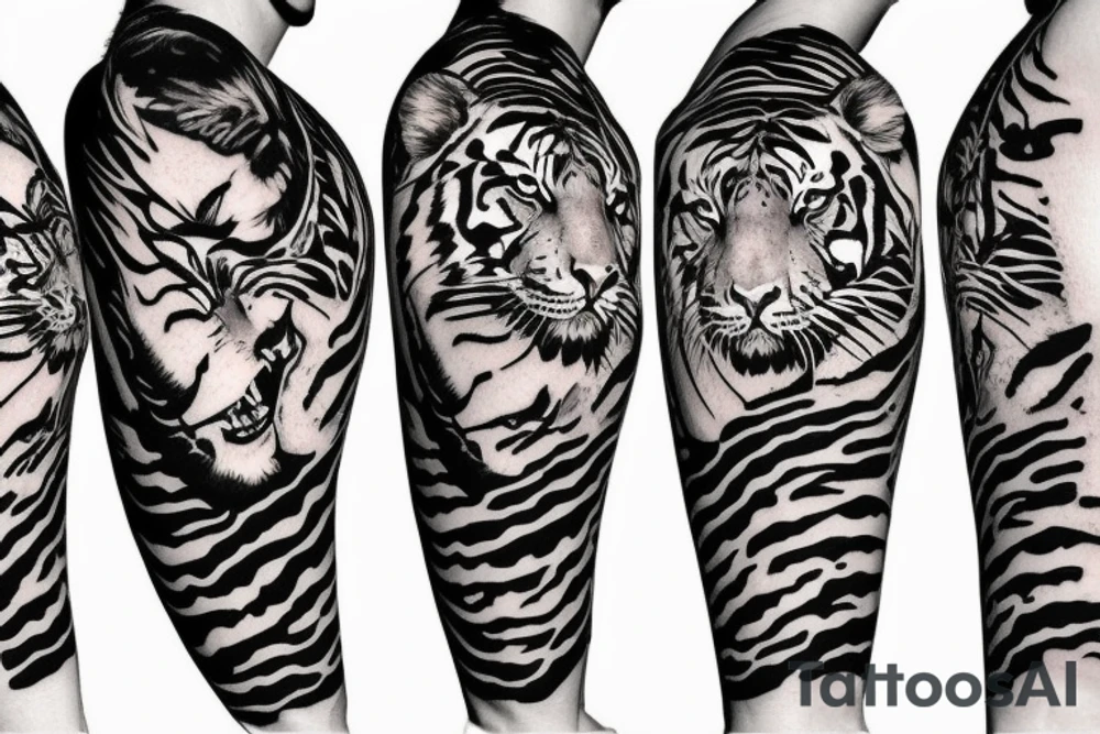 Tiger with clouds in the background tattoo idea