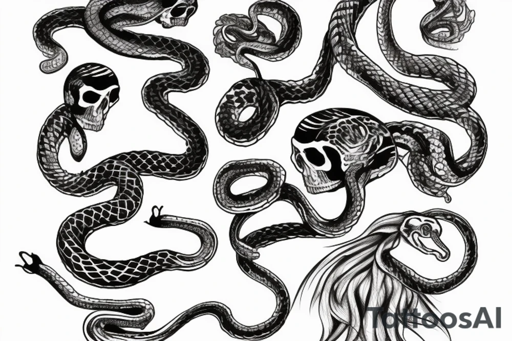 Skulle with a snake on top tattoo idea