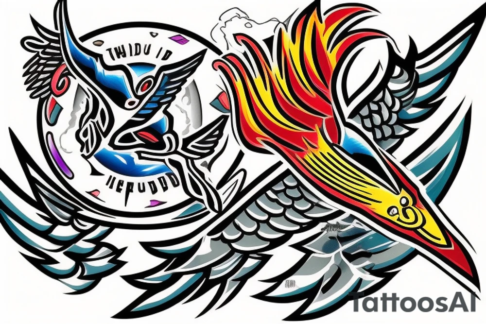 For my forearm a colored thunderbird in the colors of the 4 elements tattoo idea