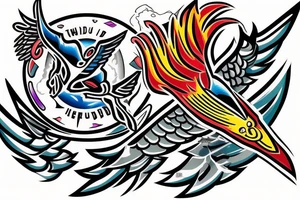 For my forearm a colored thunderbird in the colors of the 4 elements tattoo idea
