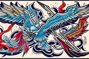 For my forearm a colored thunderbird in the colors of the 4 elements tattoo idea