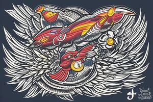 For my forearm a colored thunderbird in the colors of the 4 elements tattoo idea