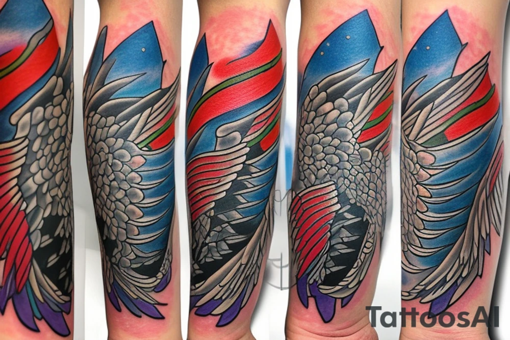 For my forearm a colored thunderbird in the colors of the 4 elements tattoo idea