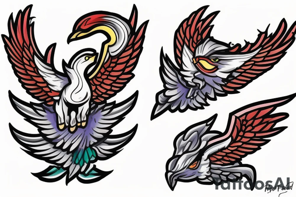 For my forearm a colored thunderbird in the colors of the 4 elements tattoo idea
