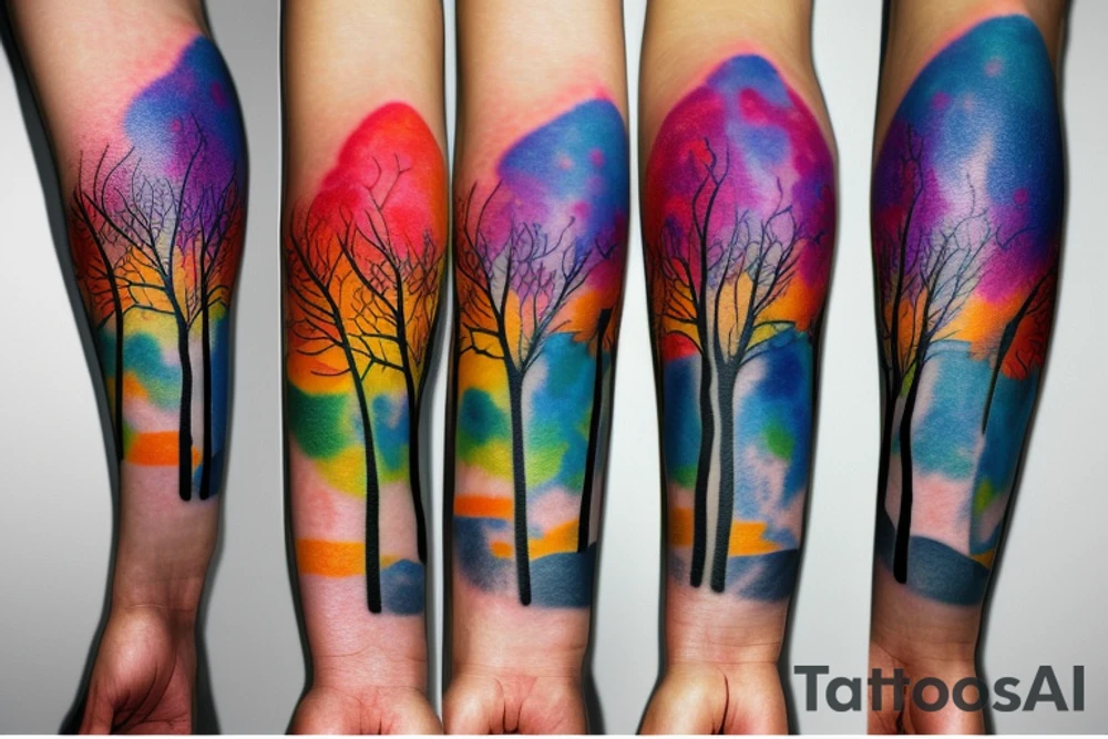For my forearm a colored tree of live in the colors of the 4 elements tattoo idea