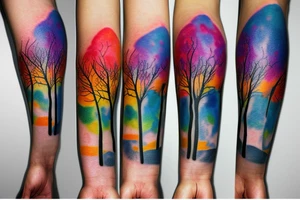 For my forearm a colored tree of live in the colors of the 4 elements tattoo idea