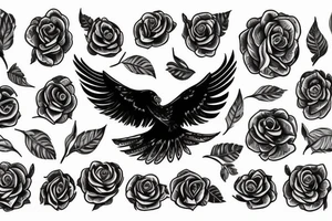 Black eagle with a rose tattoo idea