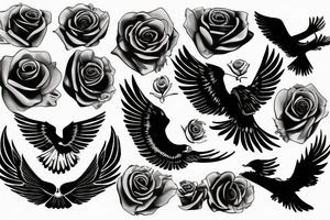 Black eagle with a rose tattoo idea