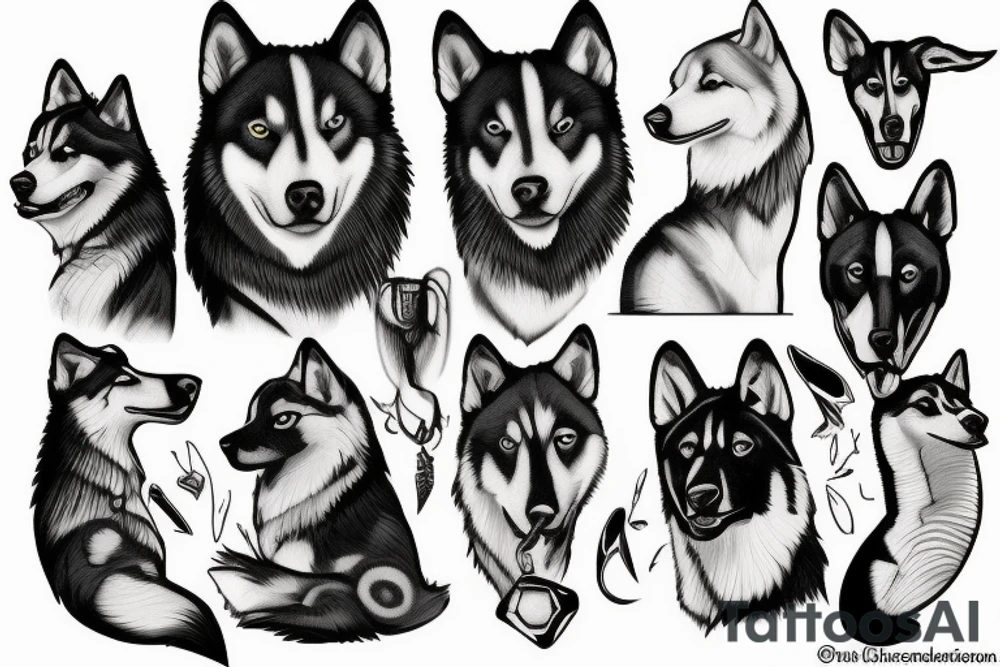 My black and white Alaskan husky mix tattoo idea