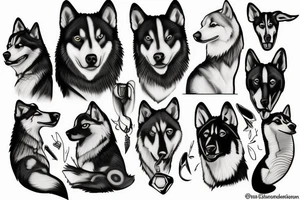 My black and white Alaskan husky mix tattoo idea