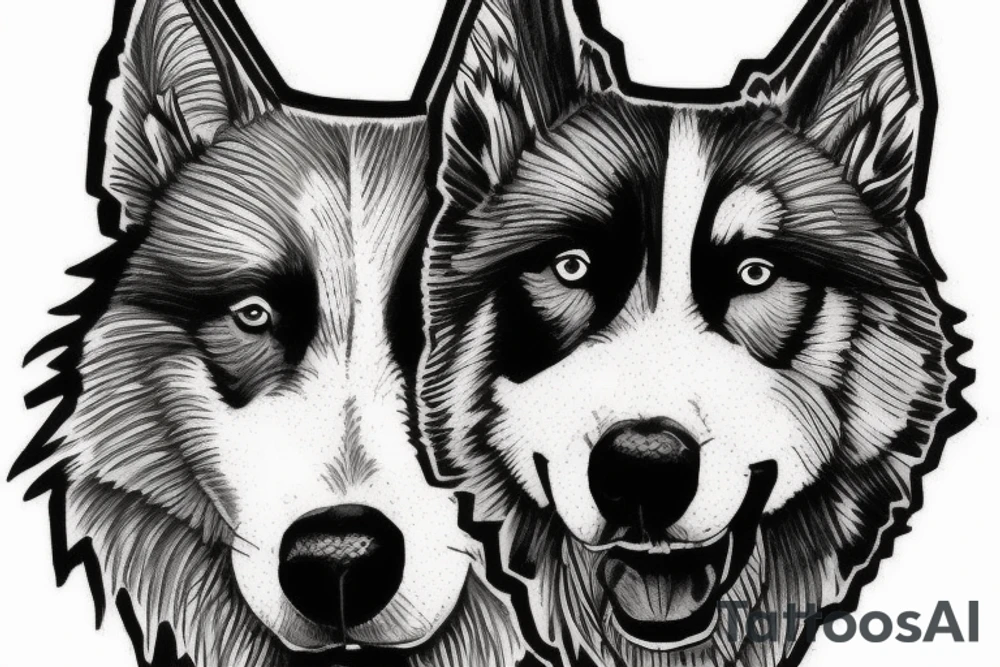 My black and white Alaskan husky mix tattoo idea