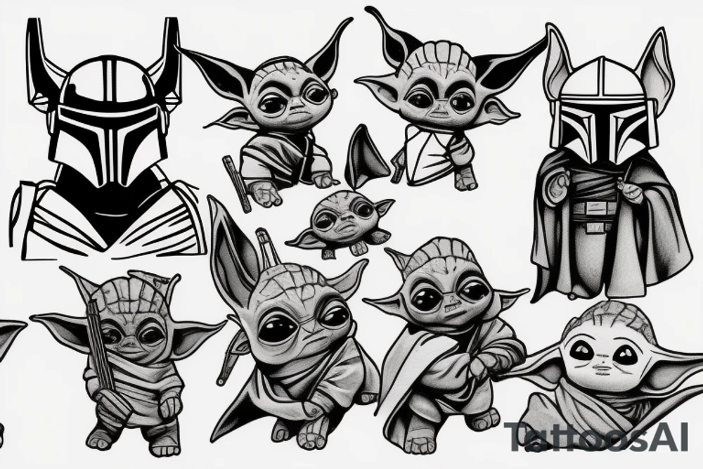 The mandalorian carrying baby yoda tattoo idea