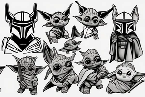 The mandalorian carrying baby yoda tattoo idea