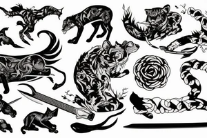 Injured puma biting a sword tattoo idea