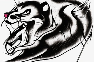 Injured puma biting a sword tattoo idea