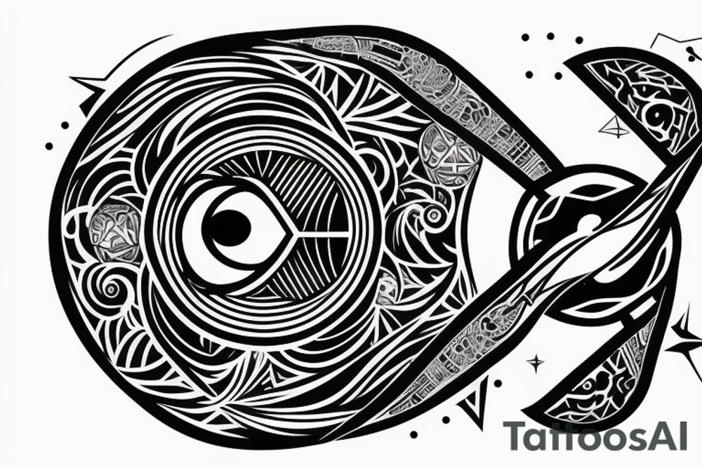 Fine line tattoo with moon and eye of horus with planets and geometric tattoo idea