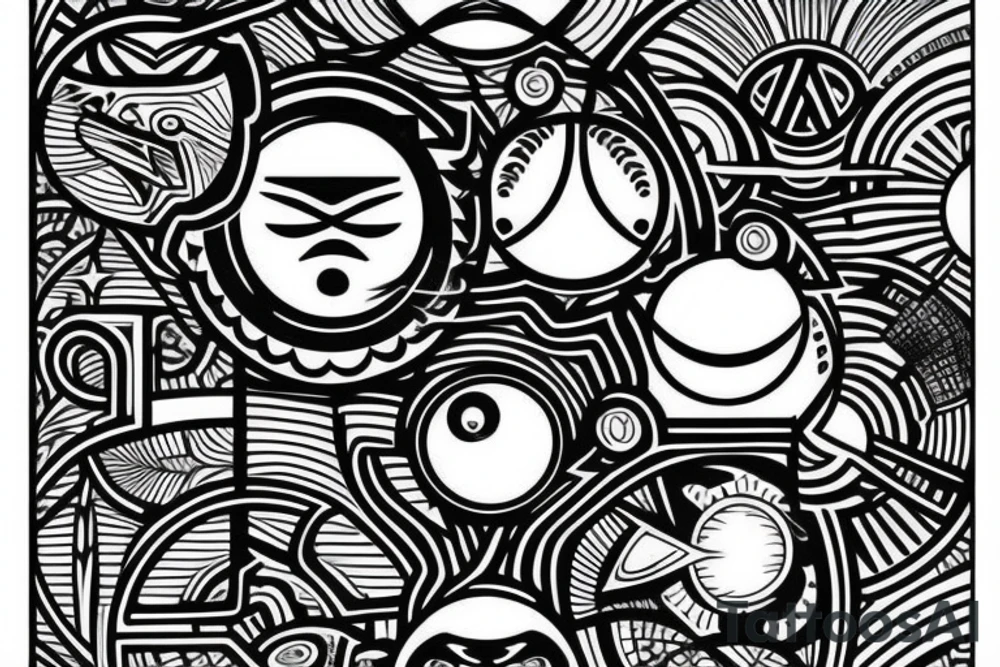 Fine line tattoo with moon and eye of horus with planets and geometric tattoo idea