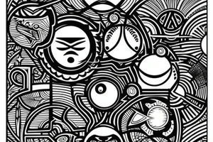 Fine line tattoo with moon and eye of horus with planets and geometric tattoo idea