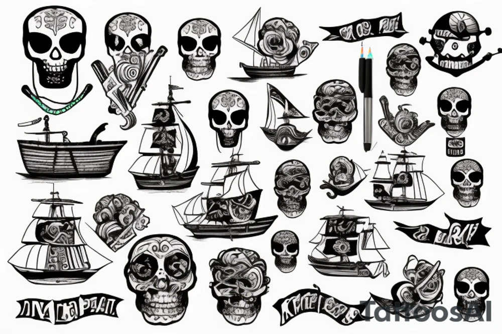 Pirat und Schiff tattoo idea