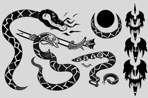 A dagger with a snake and featuring the moon tattoo idea