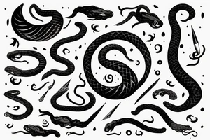 A dagger with a snake and featuring the moon tattoo idea