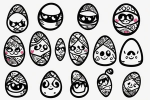 A small egg with a cute face and little legs. tattoo idea