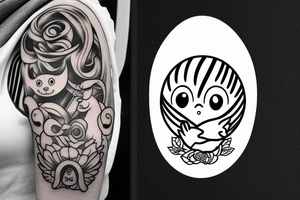 A small egg with a cute face and little legs. tattoo idea