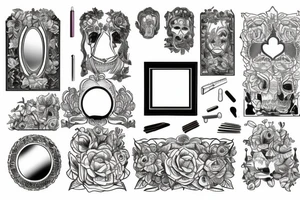 A mirror in a room, one side of the mirror is a clean room and then other side is dirty tattoo idea