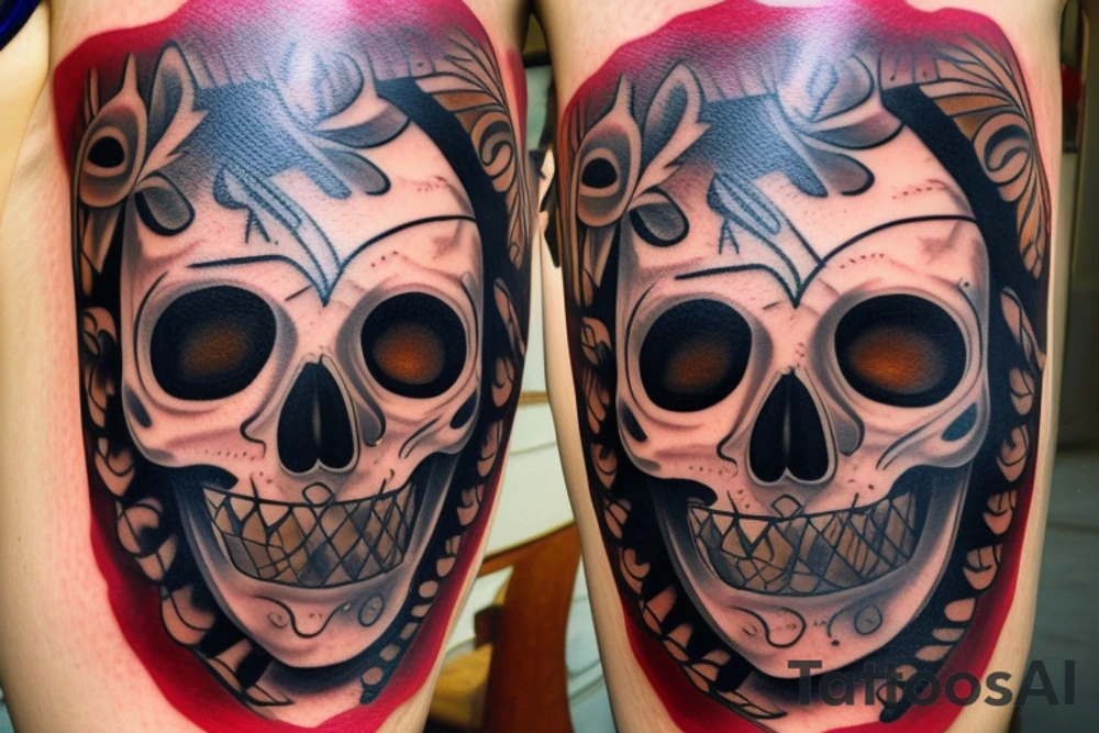 A Mexican dead mask tattoo idea