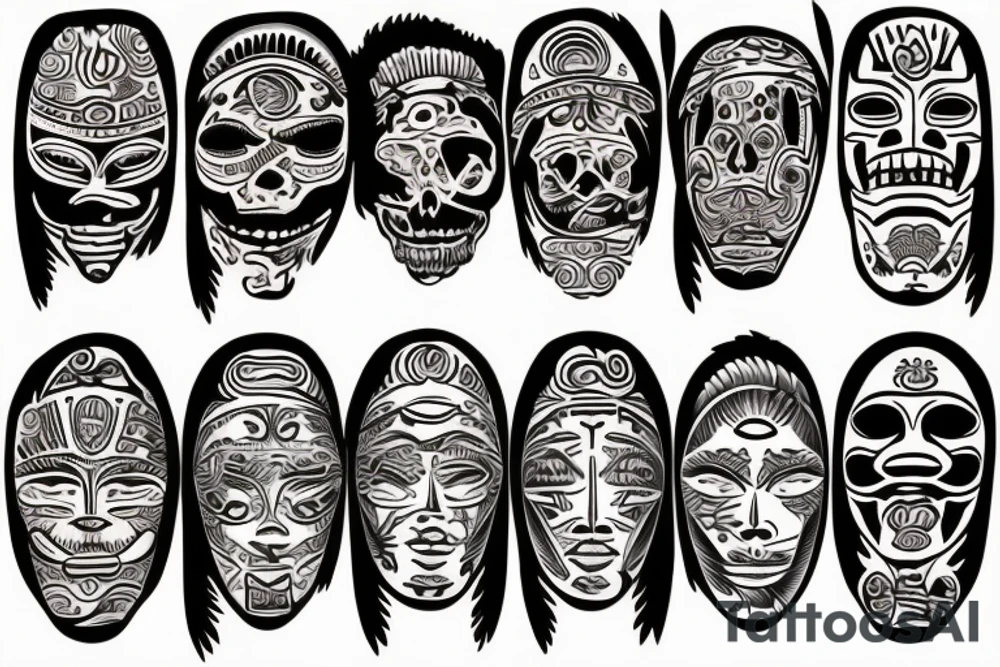 A beach live tattoo with sun down in taino style tattoo idea