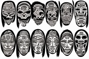 A beach live tattoo with sun down in taino style tattoo idea