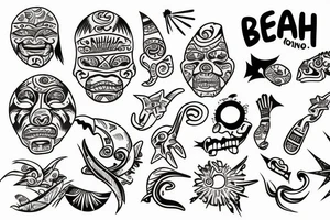 A beach live tattoo with sun down in taino style tattoo idea